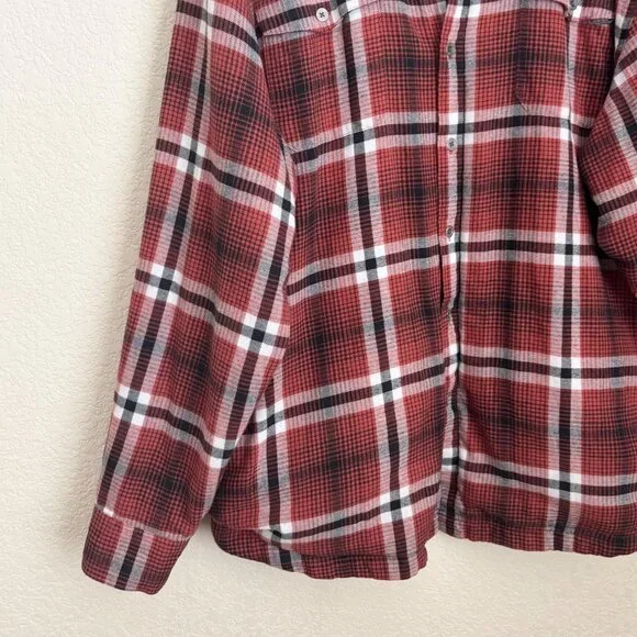 Wrangler ATG Mens Red Plaid Button-Up Heavyweight Flannel Shirt 2XL Outdoor - Picture 4 of 8